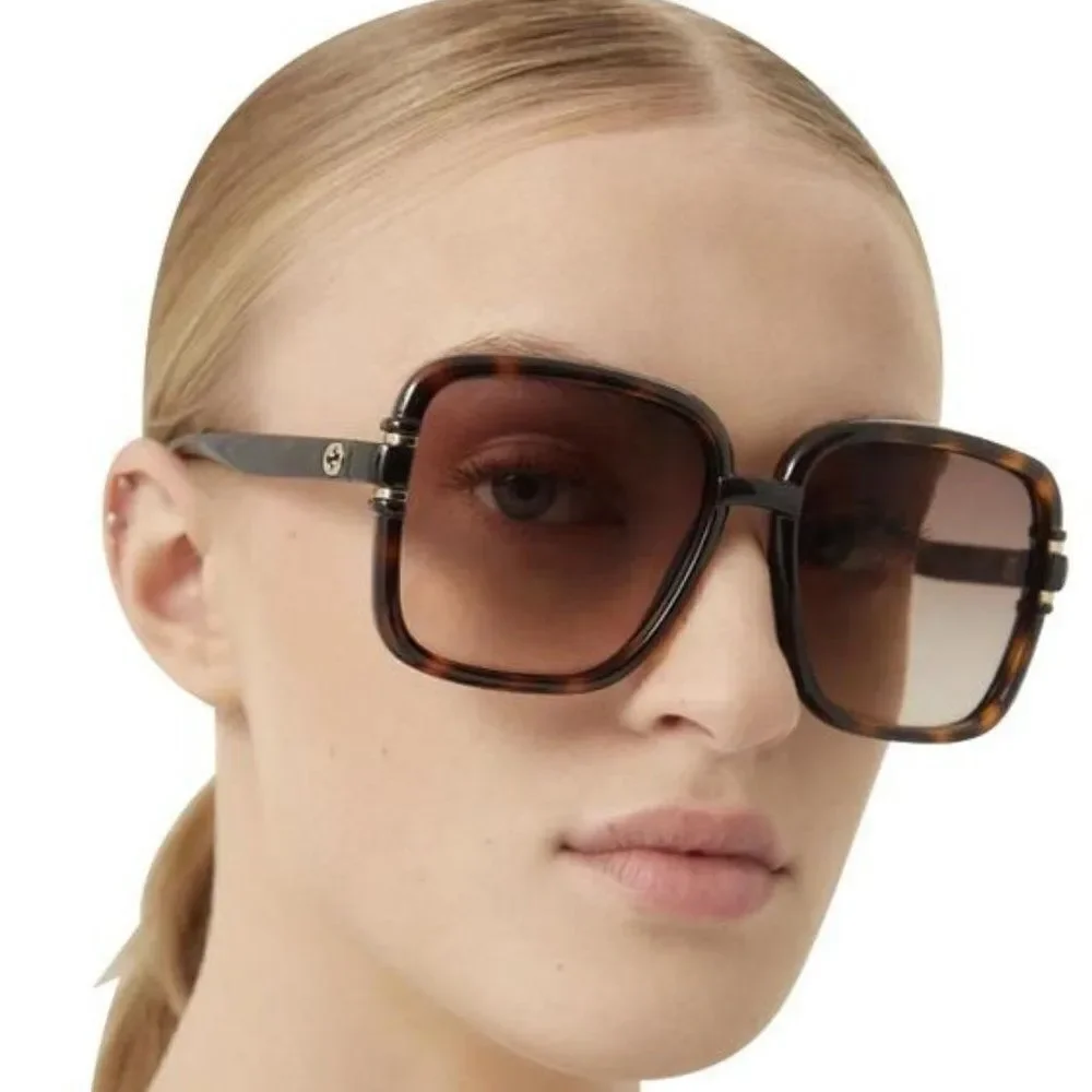 SALE! NEW Gucci GG1066S 002 Havana Brown Gradient Butterfly Women Sunglasses